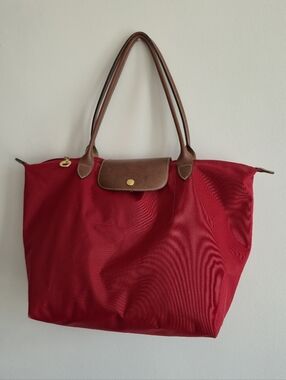 Longchamp Le Pliage Large Shoulder Tote Red Nylon